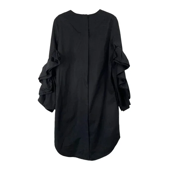 COS puff ruffle sleeve shift dress Sz 4 black - Picture 9 of 11